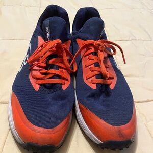 Men's Blue and Orange Turf Baseball Shoes